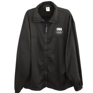 United States Olympic Committee Full Zip Jacket Black Fleece Lined Mens XXXL